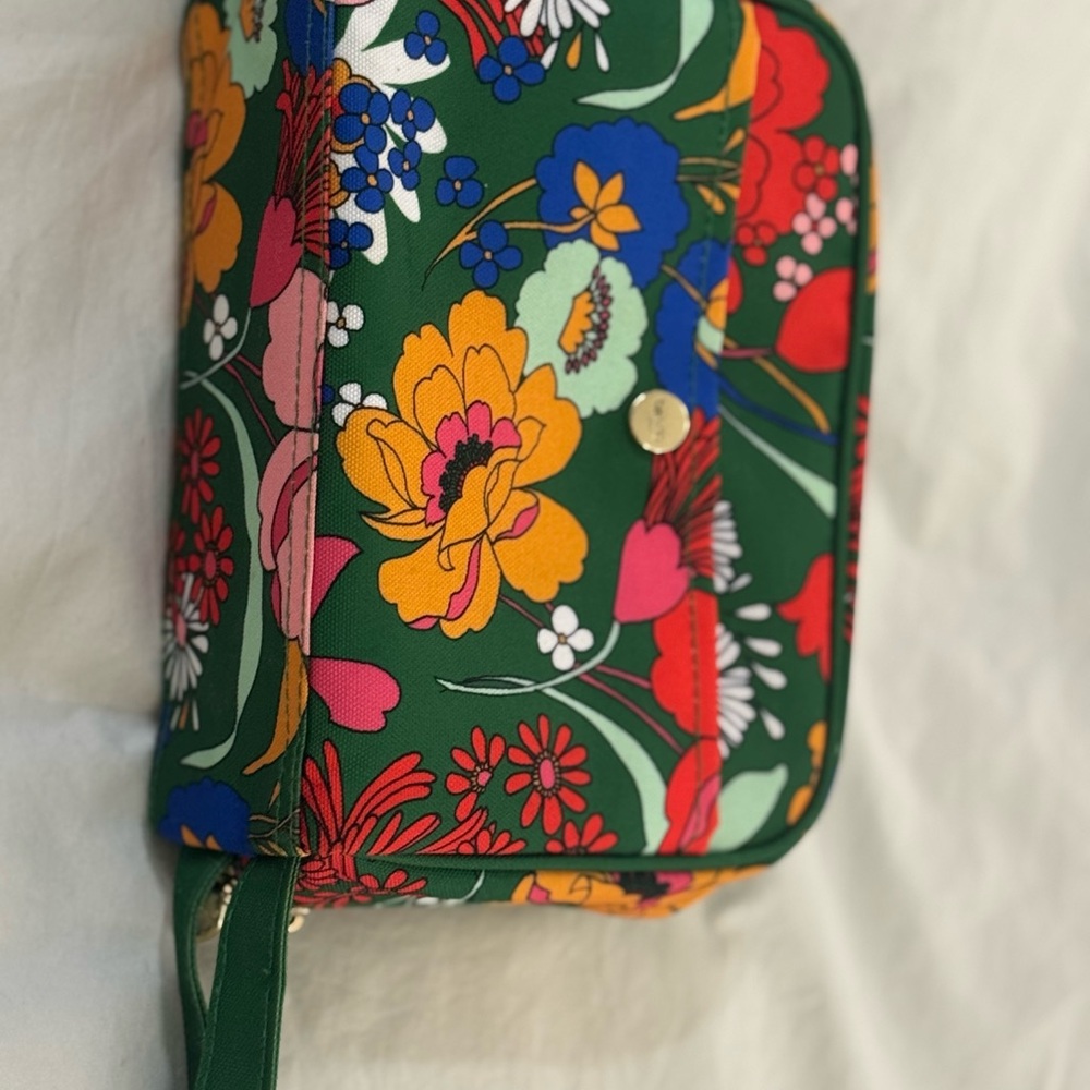 ban.do Floral Cosmetic Bag in Green with Pink, Yellow & Blue Accents